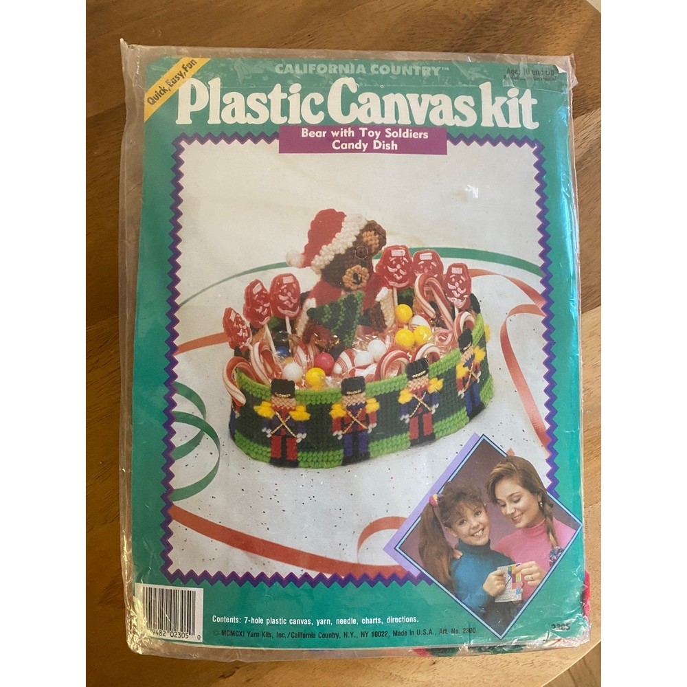 California Country Plastic Canvas Kit Bear with Toy Soldiers Vintage